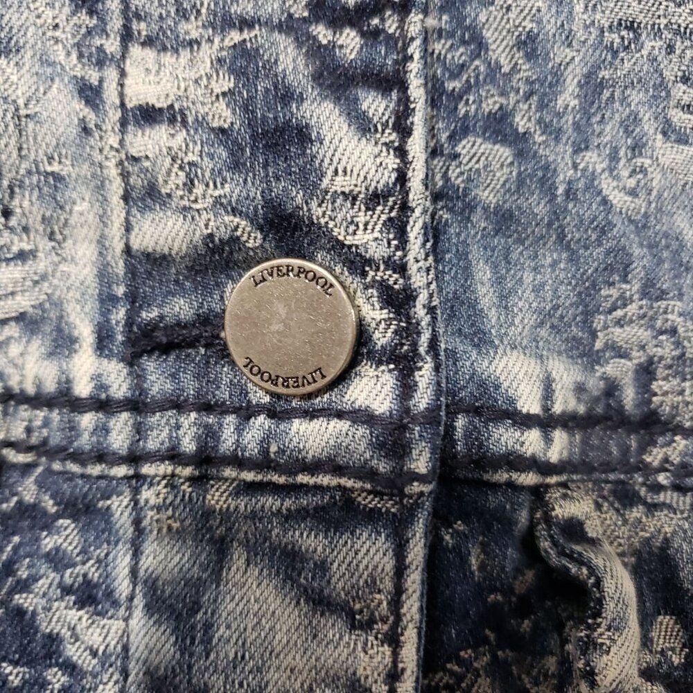 Liverpool Jeans Company Denim Distressed Blue Acid Wash Women's Jacket L - Picture 4 of 16